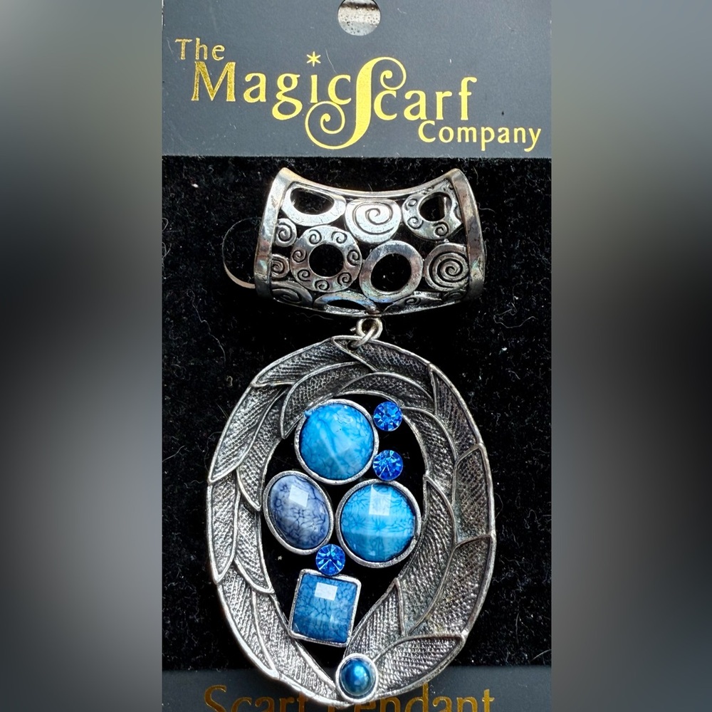 Silver and Blue Scarf Pendant